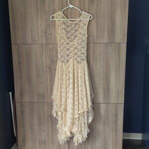 Free People French Courtship Lace Asymmetrical Dress - Size S